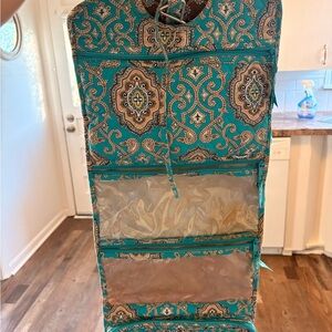 Vera Bradley Teal and Brown Makeup Organizer